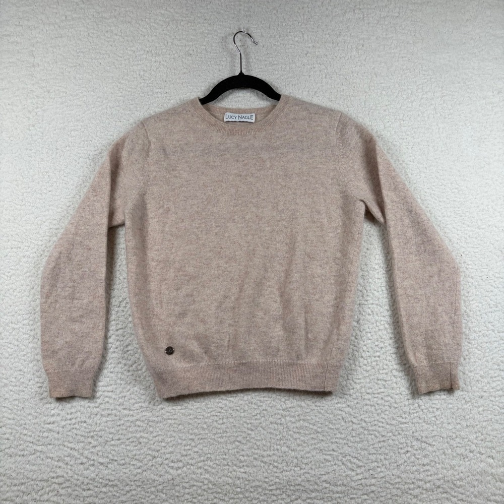 Lucy Nagle Cashmere Sweater Womens Crewneck Knit Pullover S Oatmeal Tan Preppy